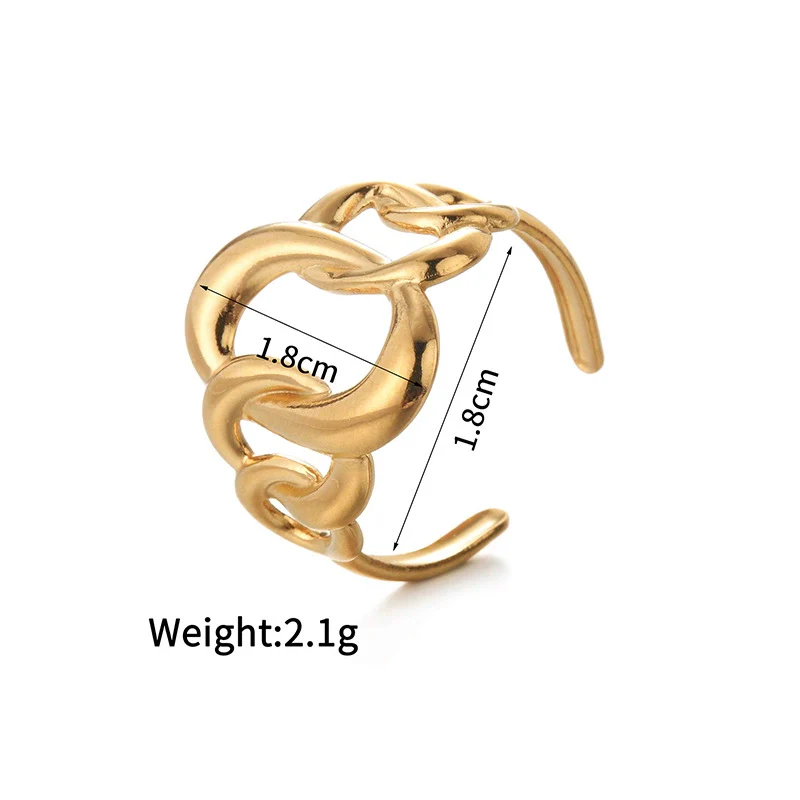 Ladies Titanium Steel And Stainless Steel Irregular Geometric Ring With 18K Gold Plated Electroplating Style - Image 19