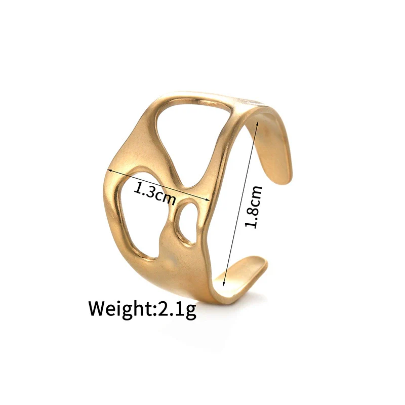 Ladies Titanium Steel And Stainless Steel Irregular Geometric Ring With 18K Gold Plated Electroplating Style - Image 20