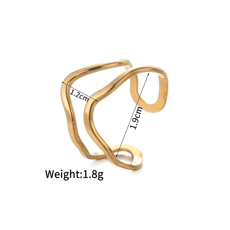 Ladies Titanium Steel And Stainless Steel Irregular Geometric Ring With 18K Gold Plated Electroplating Style - Image 21