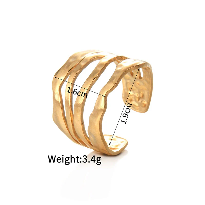 Ladies Titanium Steel And Stainless Steel Irregular Geometric Ring With 18K Gold Plated Electroplating Style - Image 28