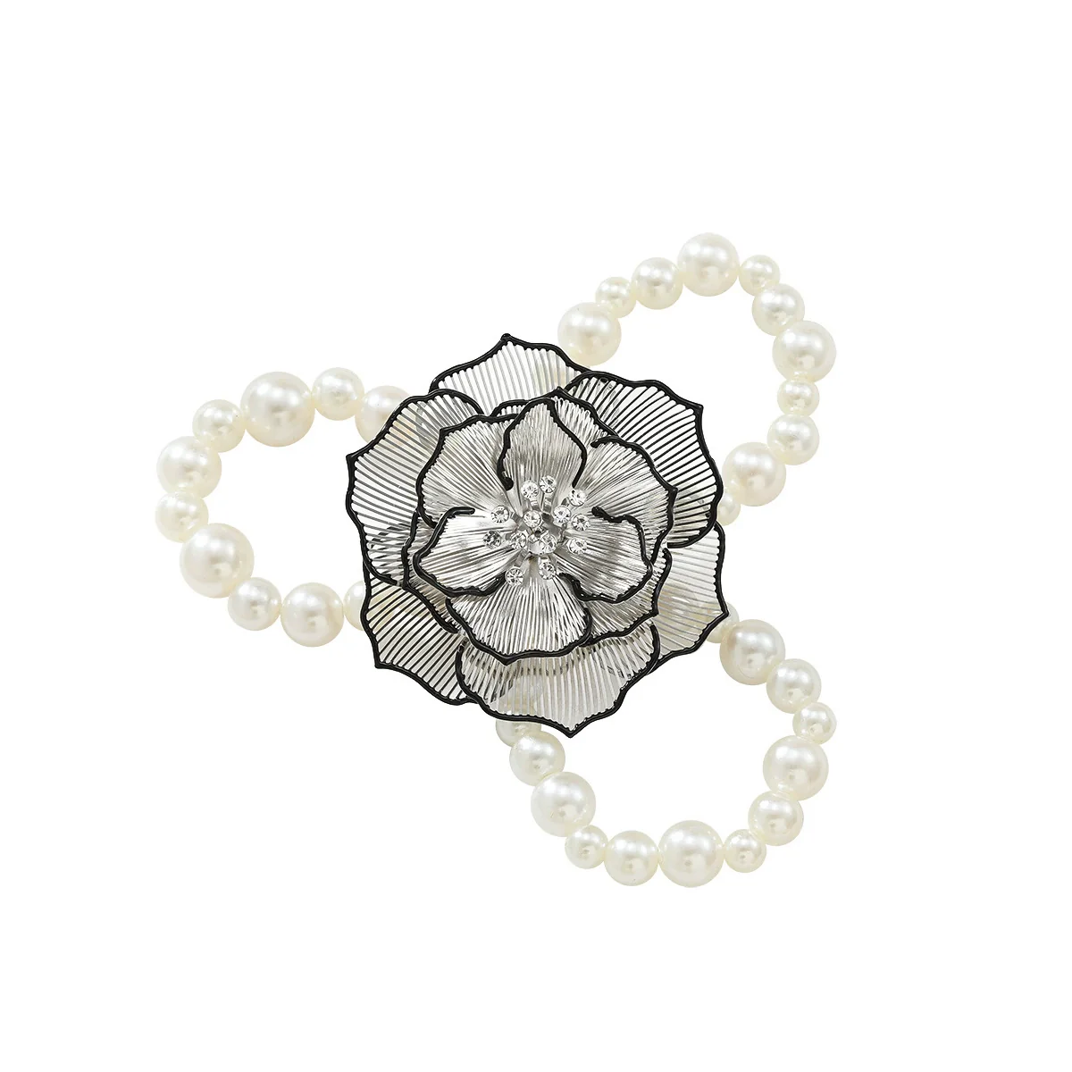 Ladies Vintage Jewelry Alloy Imitation Pearls Flower Ball Chain Electroplated Necklace Bracelet Earrings - Image 10