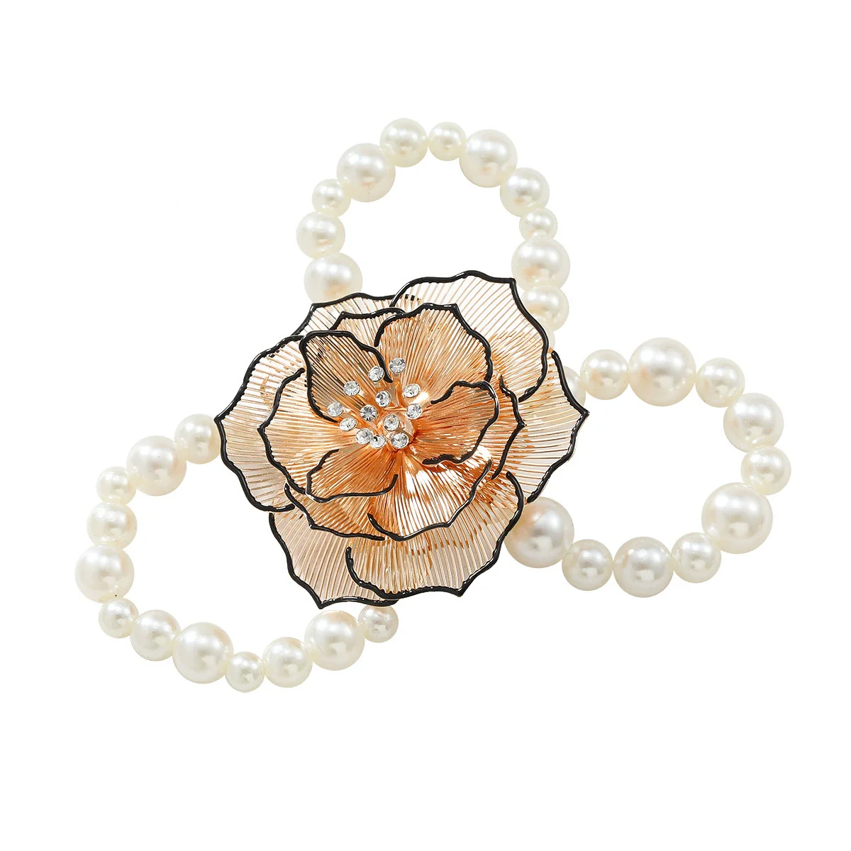 Ladies Vintage Jewelry Alloy Imitation Pearls Flower Ball Chain Electroplated Necklace Bracelet Earrings - Image 7