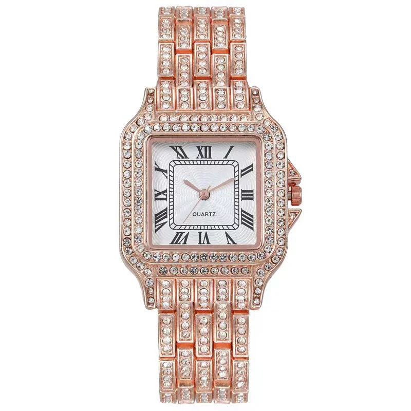Ladies Watch Alloy Rectangle Quartz Watch With Stainless Steel Clasp And Spiral Crown - Image 2