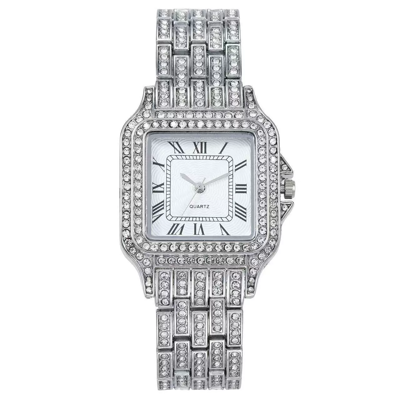 Ladies Watch Alloy Rectangle Quartz Watch With Stainless Steel Clasp And Spiral Crown - Image 7