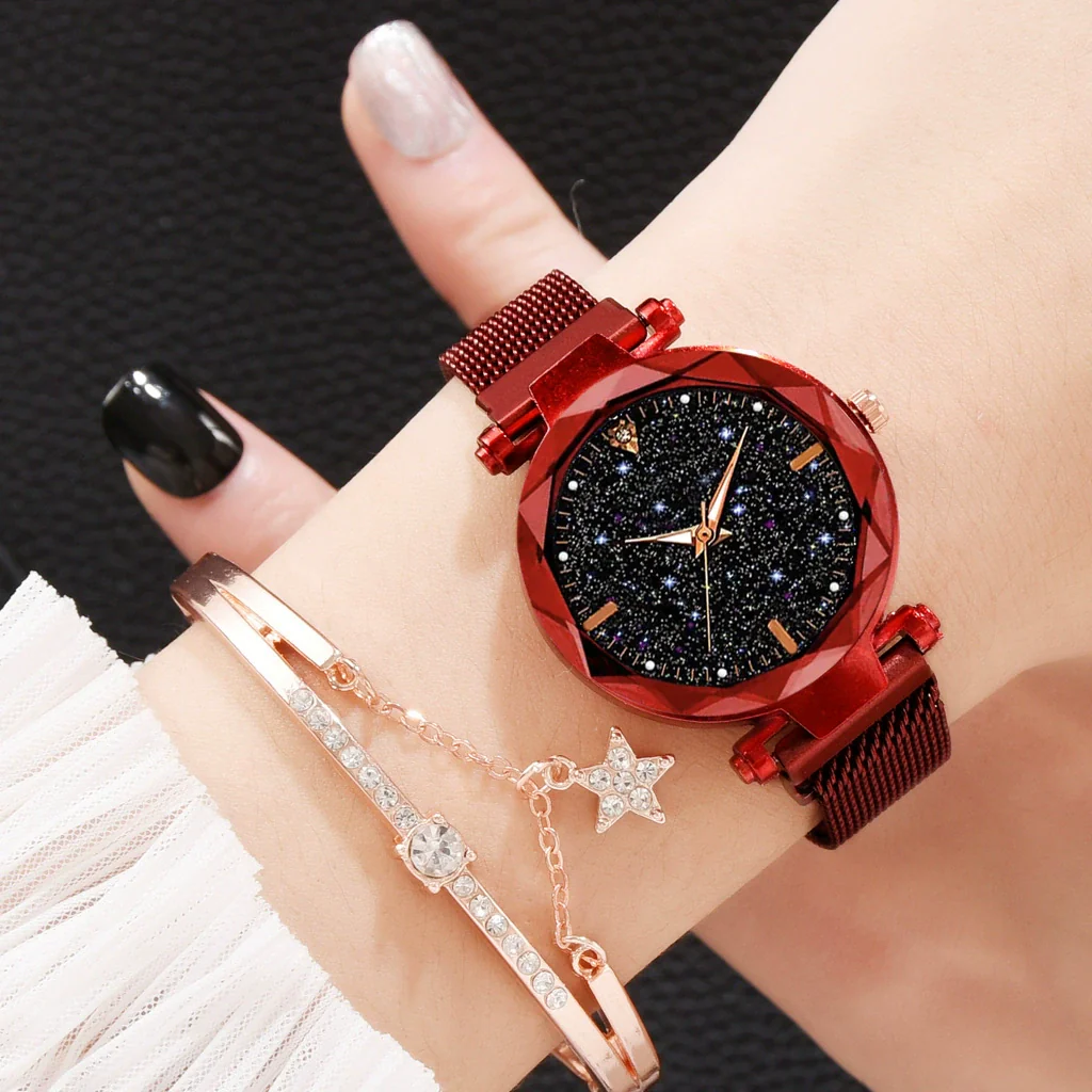 Ladies Watch Titanium Metal Magnet Buckle Glass Case Alloy Strap Round Dial Leisure Style - Image 11