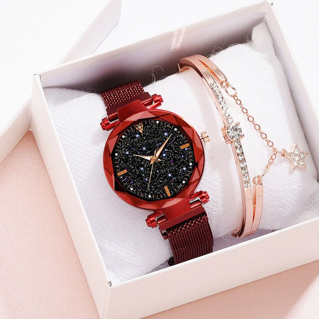 Ladies Watch Titanium Metal Magnet Buckle Glass Case Alloy Strap Round Dial Leisure Style - Image 2