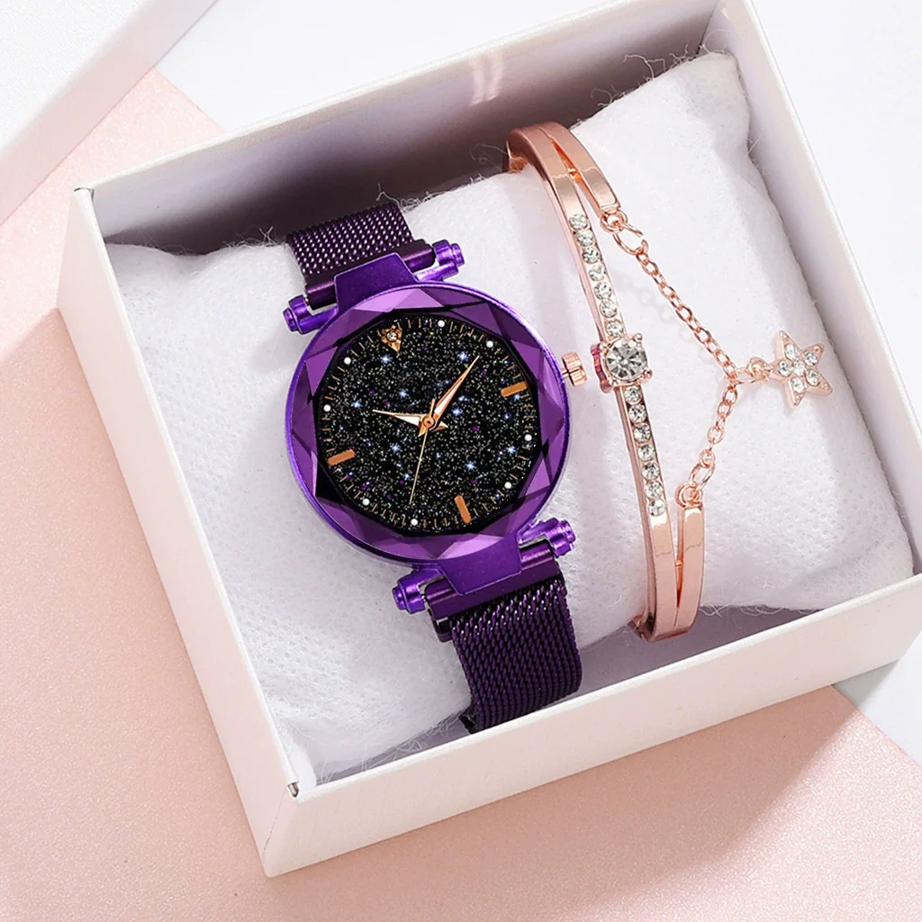 Ladies Watch Titanium Metal Magnet Buckle Glass Case Alloy Strap Round Dial Leisure Style - Image 3