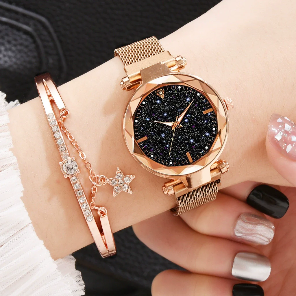 Ladies Watch Titanium Metal Magnet Buckle Glass Case Alloy Strap Round Dial Leisure Style - Image 4