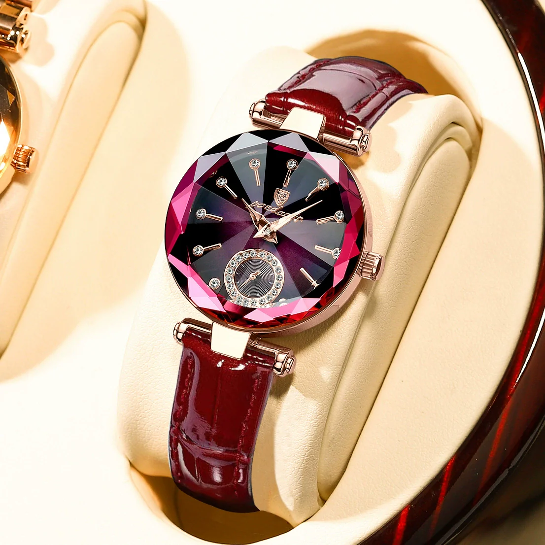 Ladies Waterproof Ultrathin Quartz Watch With Alloy Case Genuine Leather Strap And Sapphire Crystal Glass Mirror In Leisure Style Round Dial