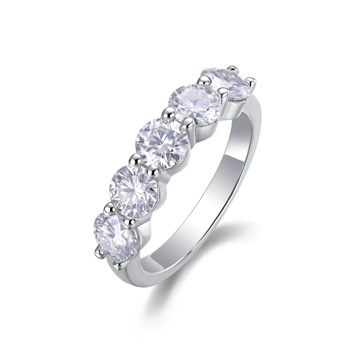 Ladylike Elegant Inlaid Ring S925 Silver Moissanite Geometric Style - Image 4