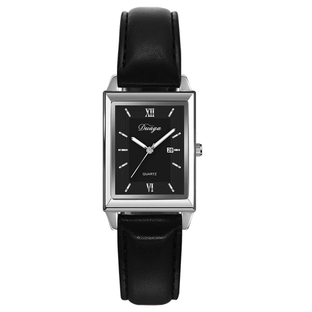 Leather Alloy Pu Stainless Steel Casual Men's Square Quartz Watch - Image 5