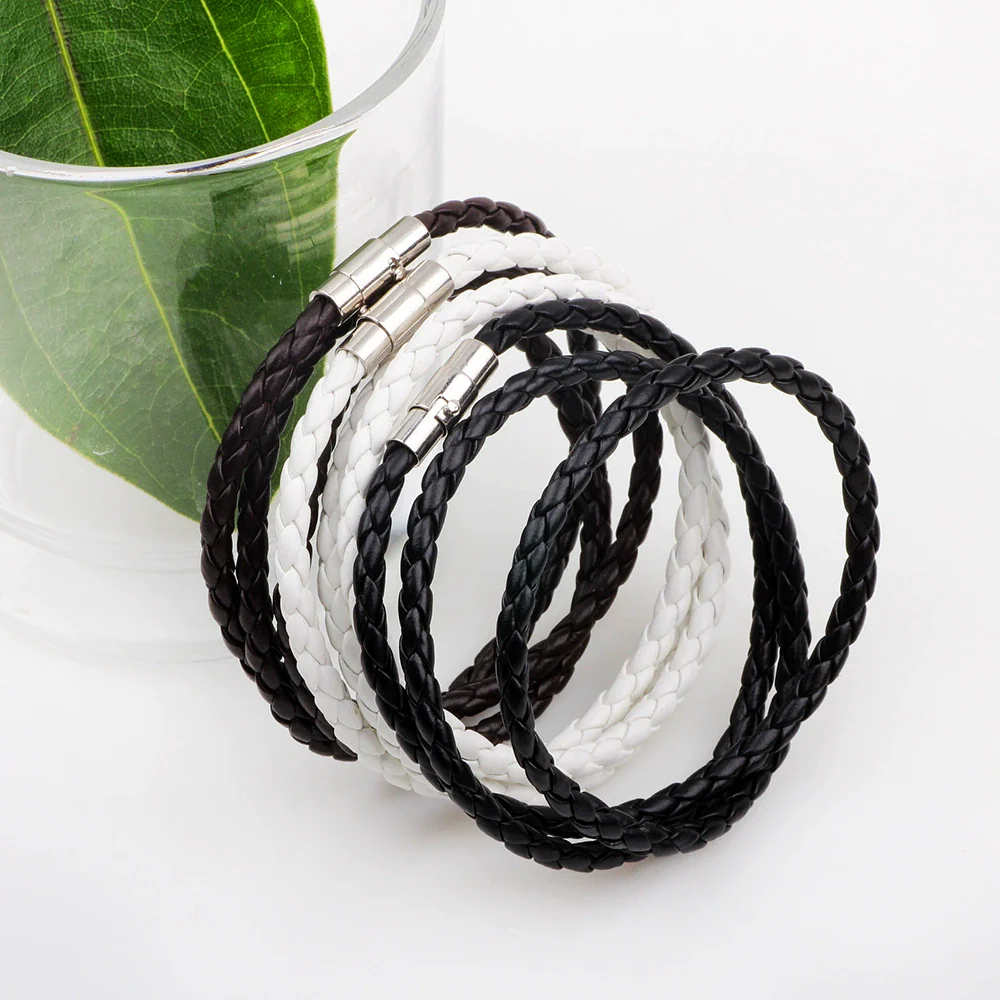 Leather Bracelet Rhombus Pattern Woven Style Unisex And Men's - Image 2
