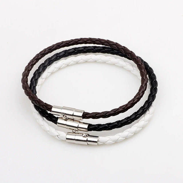 Leather Bracelet Rhombus Pattern Woven Style Unisex And Men's - Image 4
