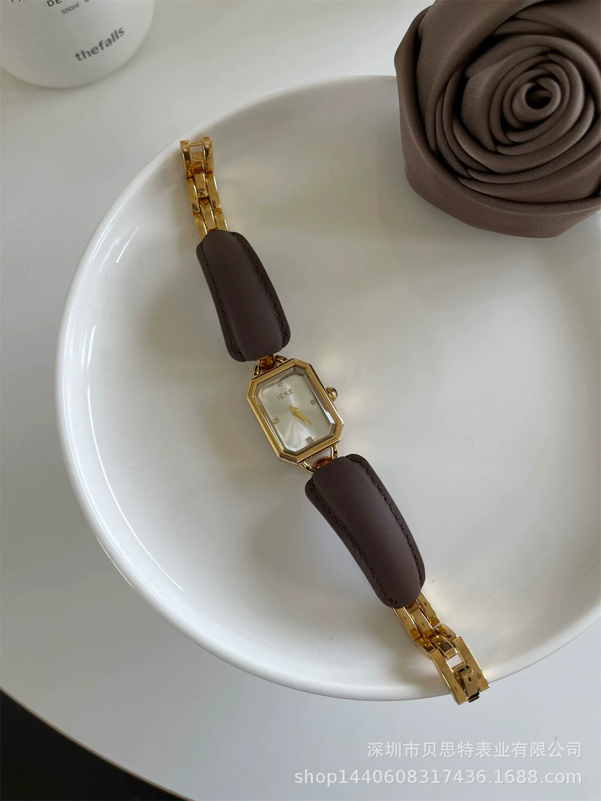 Leather Ladies Square Quartz Watch Bracelet With Elephant Design - Image 8