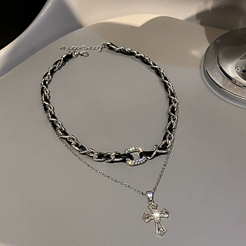 Leather Sweater Chain With Diamondembedded Digital Flower Pattern Electroplated Allmatching For Women - Image 7