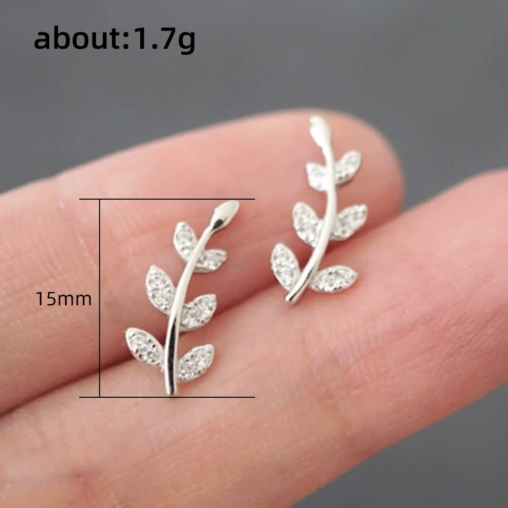 Leaves Shape Copper Earrings With Zircon Light Luxury Style - Image 5