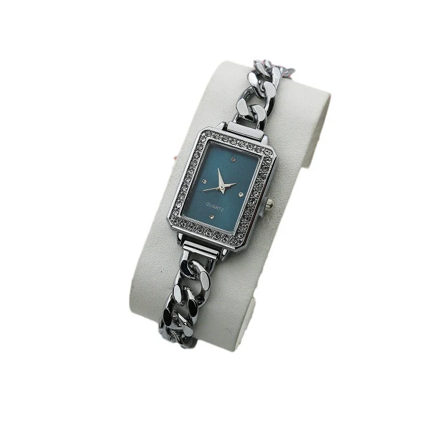 Leisure Alloy And Stainless Steel Rectangular Diamondencrusted Women's Watch Bracelet - Image 5
