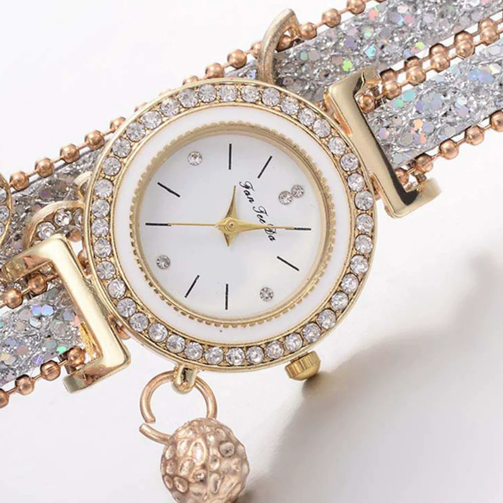 Leisure Alloy Pu Stainless Steel Round Dial Women's Bracelet Quartz Watch