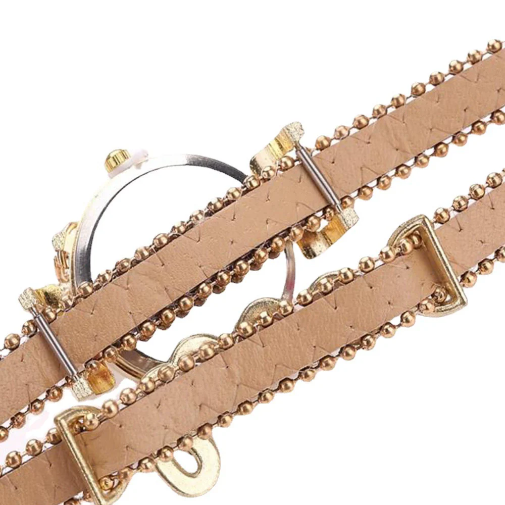 Leisure Alloy Pu Stainless Steel Round Dial Women's Bracelet Quartz Watch - Image 4