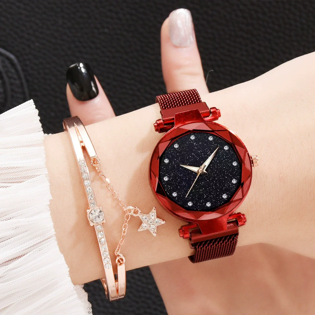 Leisure Alloy Women's Quartz Watch And Bracelet Twopiece Set With Magnet Buckle And Round Dial - Image 11