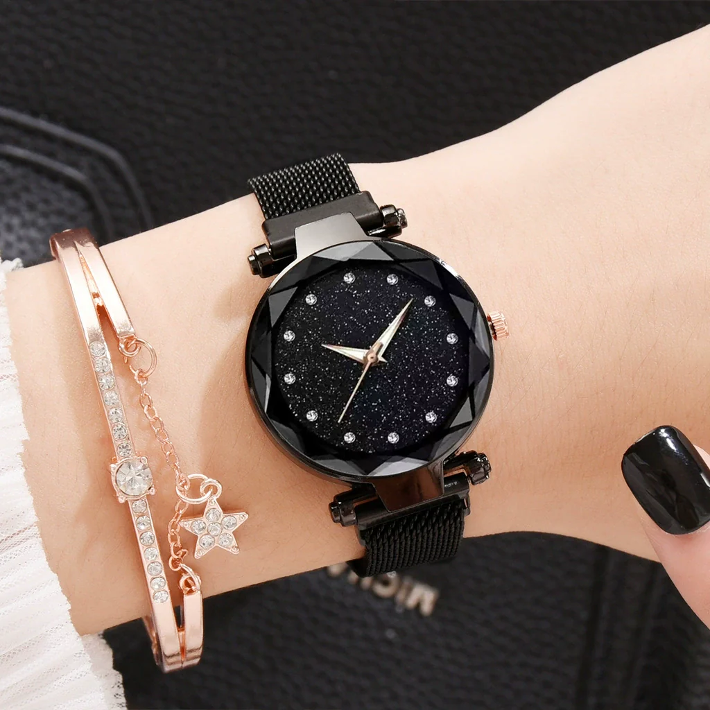 Leisure Alloy Women's Quartz Watch And Bracelet Twopiece Set With Magnet Buckle And Round Dial - Image 13