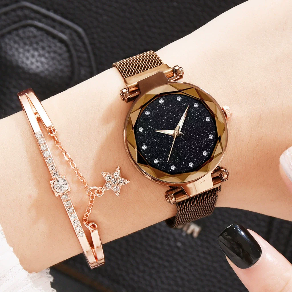 Leisure Alloy Women's Quartz Watch And Bracelet Twopiece Set With Magnet Buckle And Round Dial - Image 14