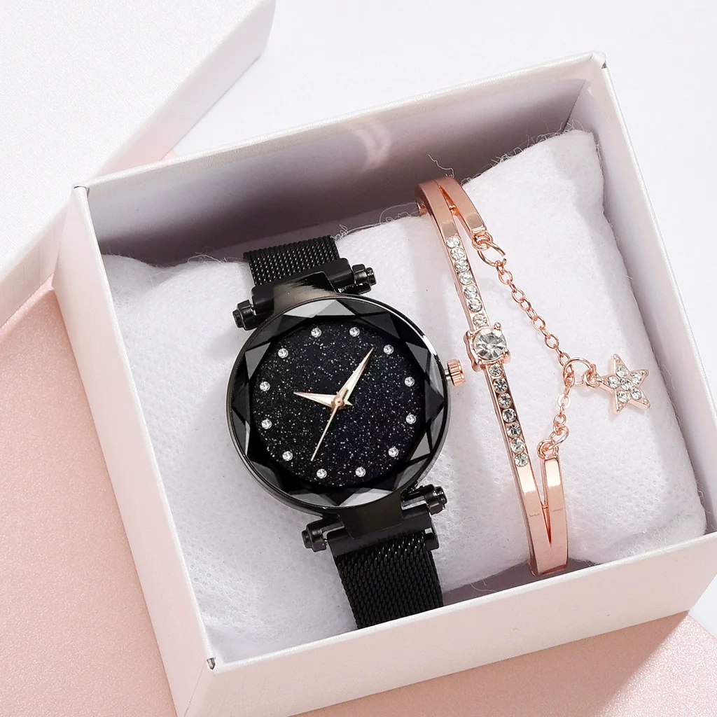 Leisure Alloy Women's Quartz Watch And Bracelet Twopiece Set With Magnet Buckle And Round Dial - Image 17