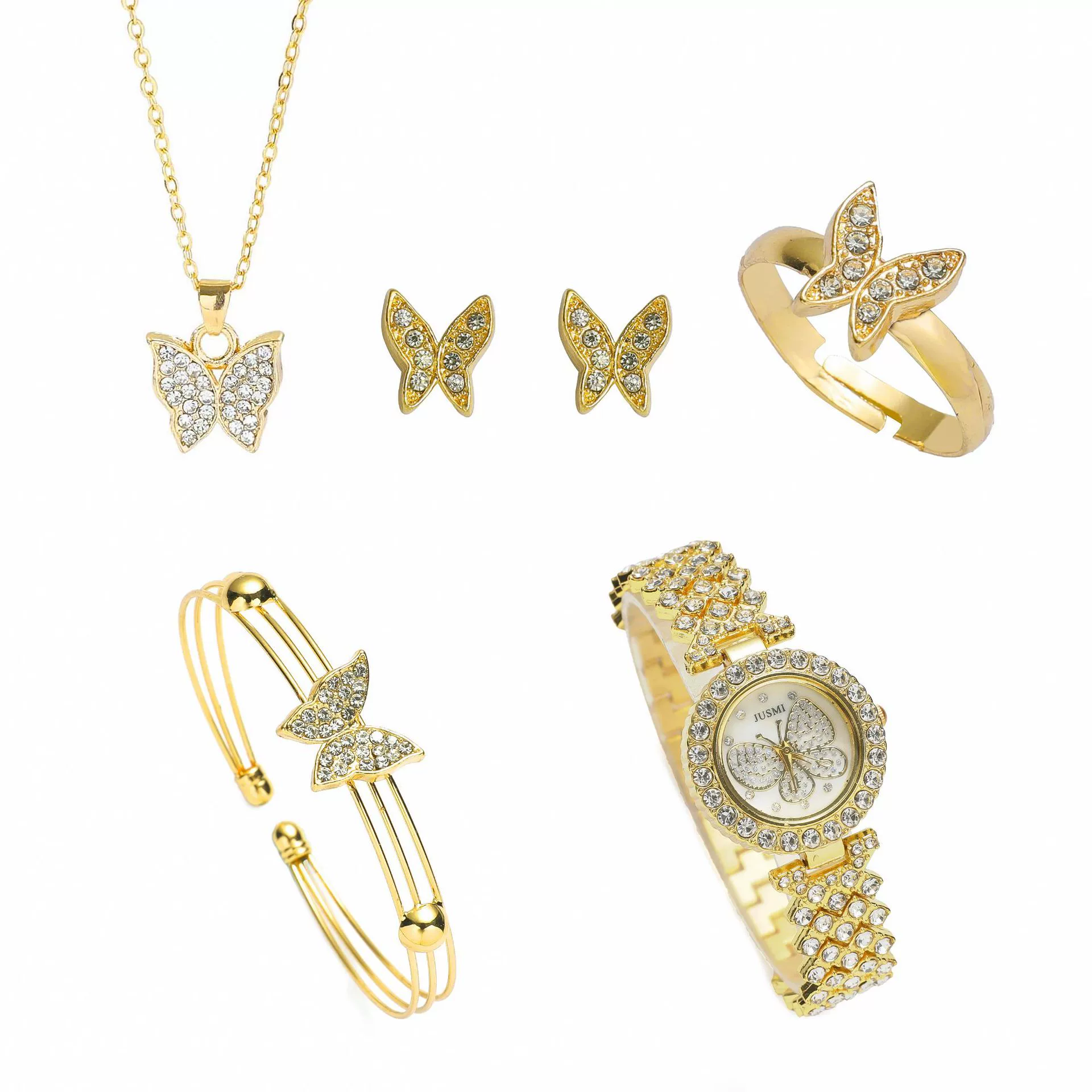 Leisure Butterfly Ladies Quartz Watch Set With Alloy Case Stainless Steel Clasp And Round Dial - Image 4