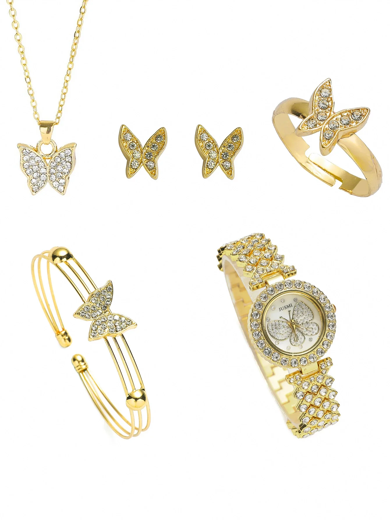Leisure Butterfly Ladies Quartz Watch Set With Alloy Case Stainless Steel Clasp And Round Dial - Image 5