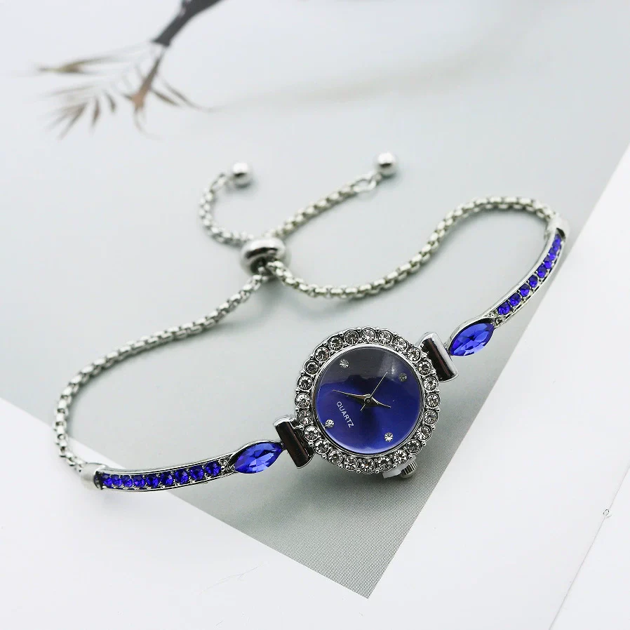 Leisure Diamond Bracelet Watch For Women Alloy Case Stainless Steel Strap Round Dial - Image 3