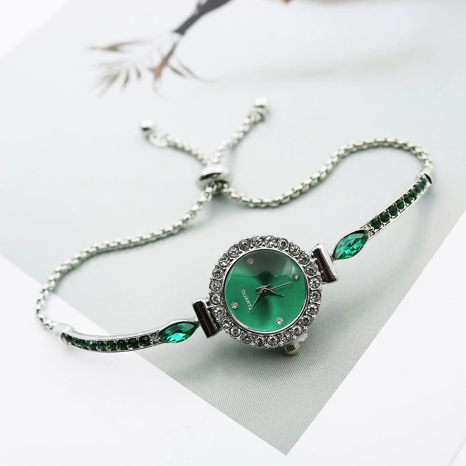 Leisure Diamond Bracelet Watch For Women Alloy Case Stainless Steel Strap Round Dial - Image 4