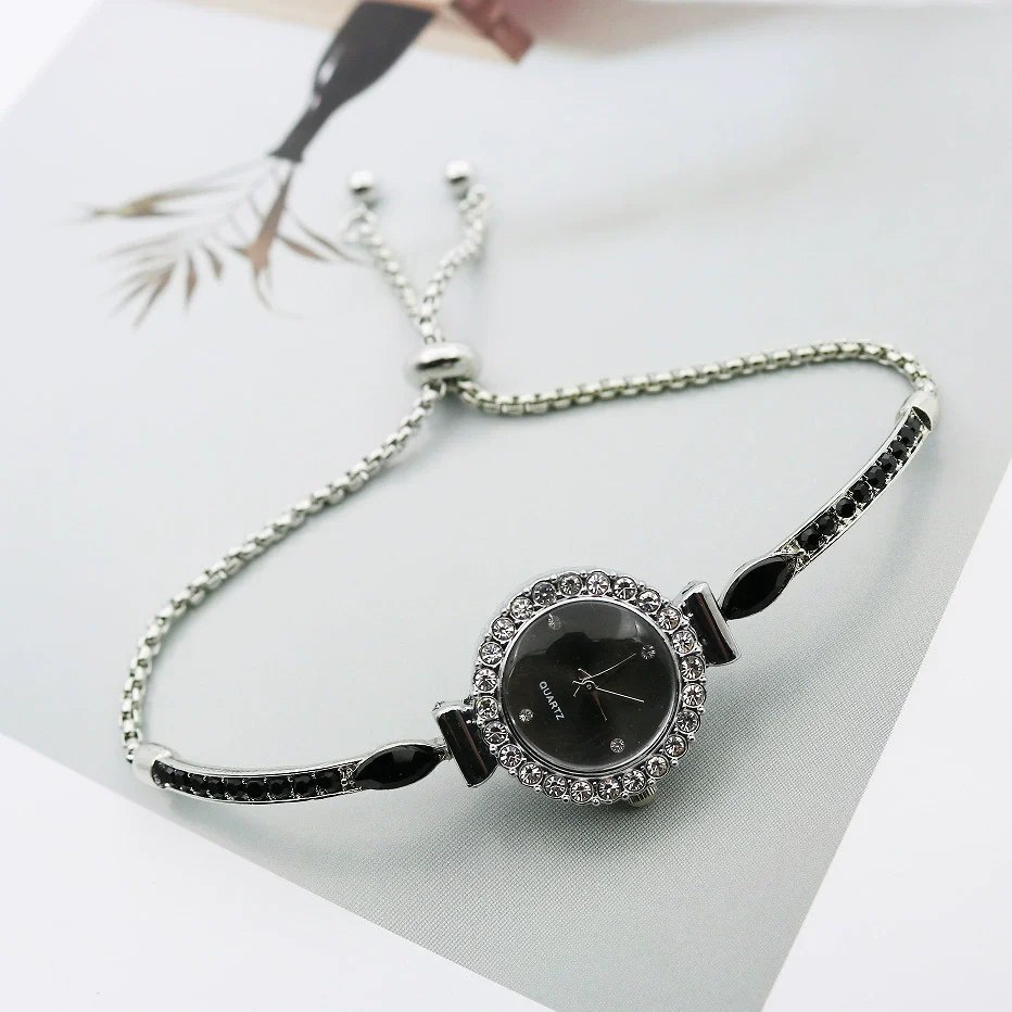 Leisure Diamond Bracelet Watch For Women Alloy Case Stainless Steel Strap Round Dial - Image 6