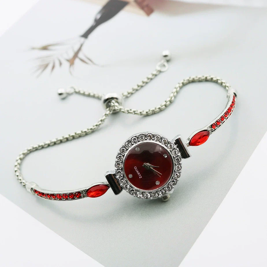 Leisure Diamond Bracelet Watch For Women Alloy Case Stainless Steel Strap Round Dial - Image 7