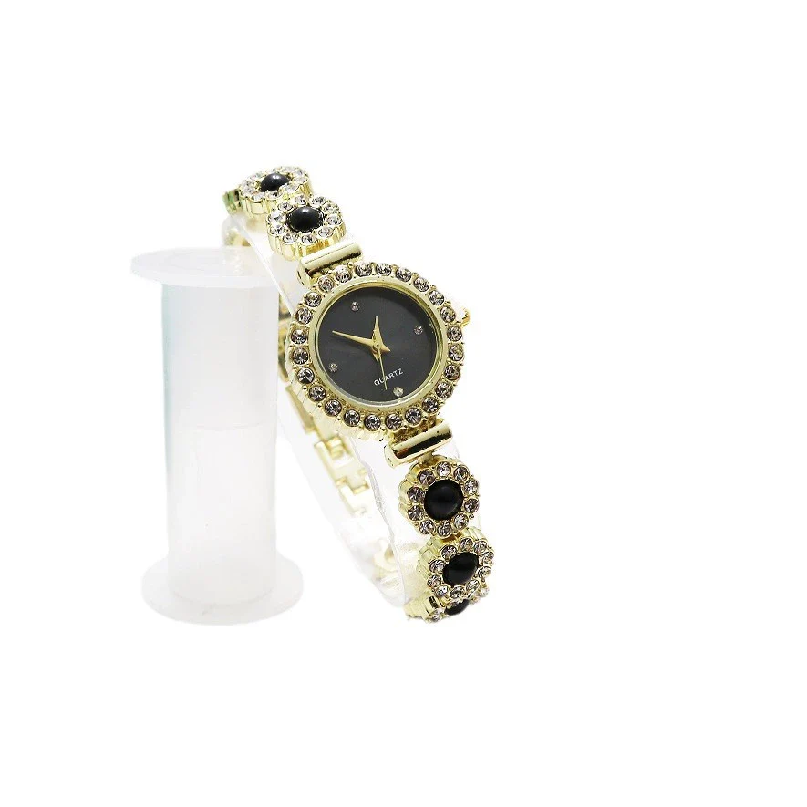 Leisure Fashion Women's Watch Alloy Case Stainless Steel Strap Mineral Strengthened Mirror Round Dial Chalcedony Bracelet Quartz Watch - Image 5