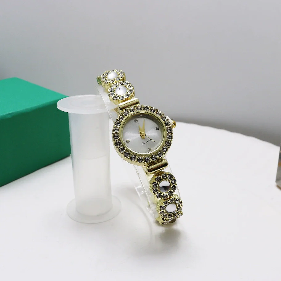 Leisure Fashion Women's Watch Alloy Case Stainless Steel Strap Mineral Strengthened Mirror Round Dial Chalcedony Bracelet Quartz Watch - Image 6