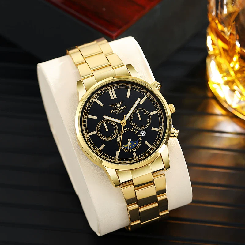 Leisure Hightech Alloy Band Quartz Watch With Round Dial For Men