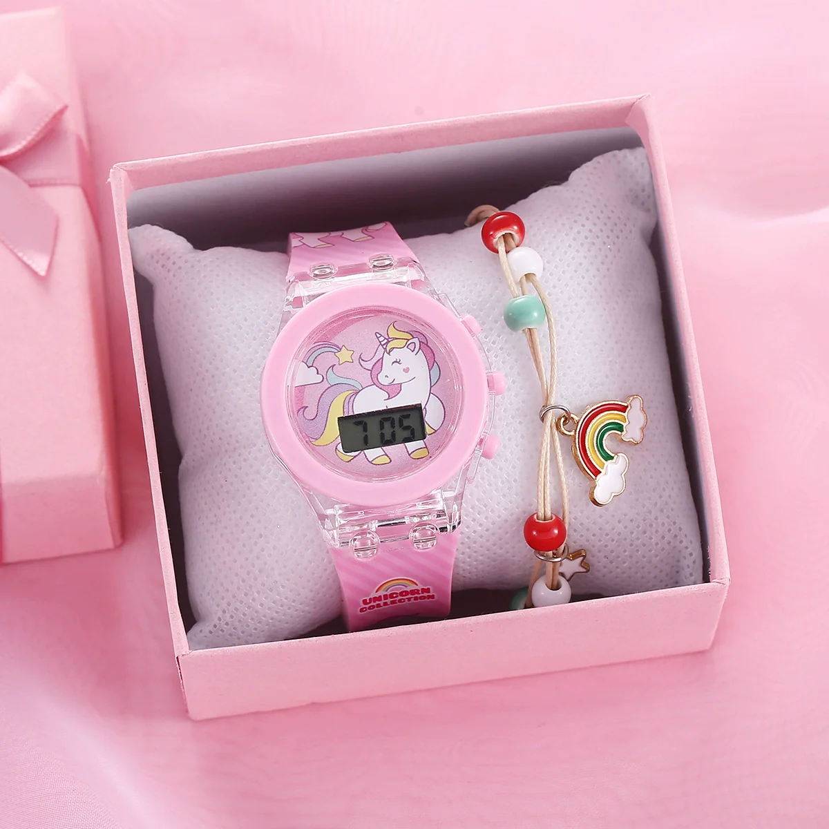 Leisure Luminous Unicorn Alloy And Silicone Electronic Watch With Stainless Steel Clasp And Round Dial - Image 2