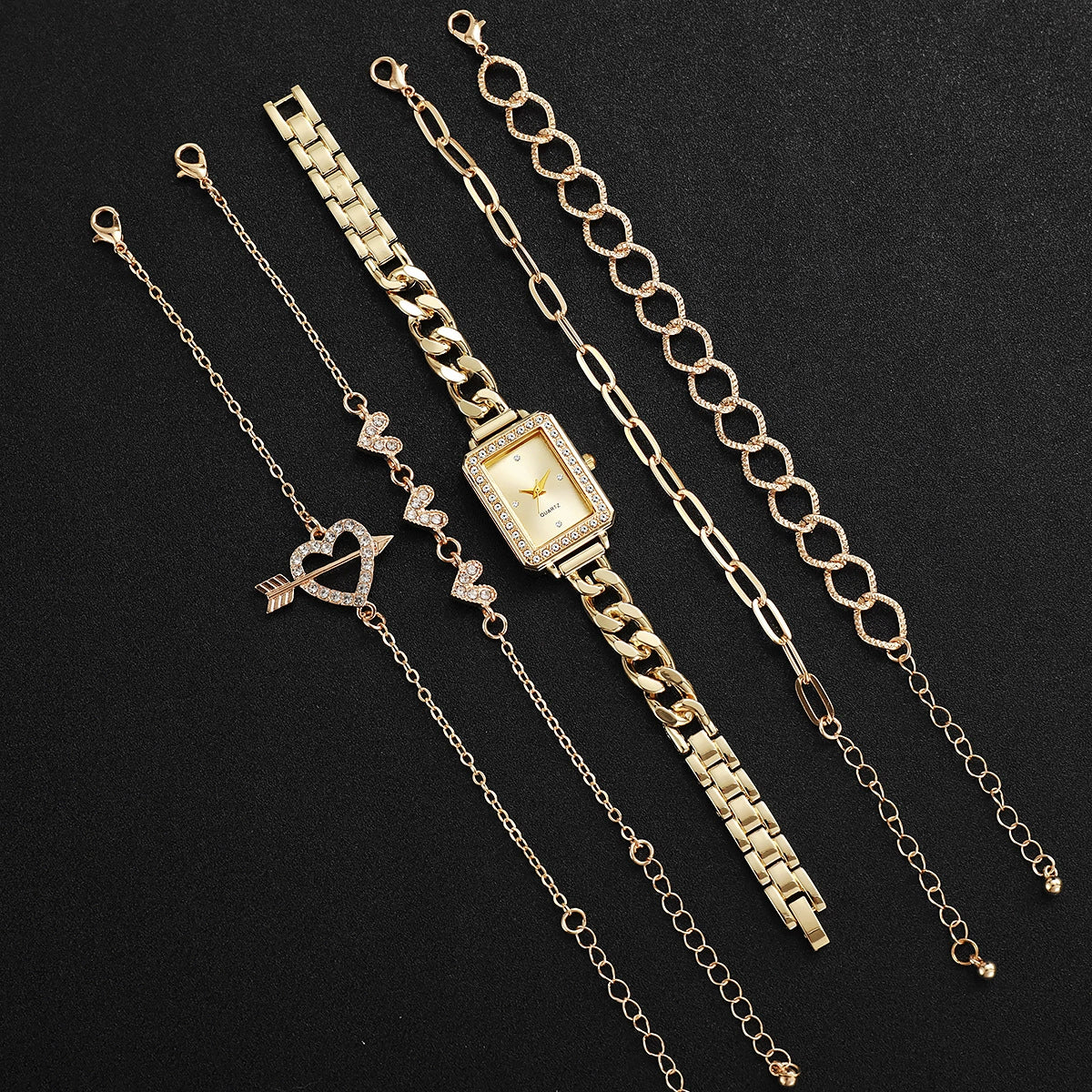 Leisure Medieval Style Alloy And Stainless Steel Square And Round Quartz Bracelet Watch For Female - Image 4