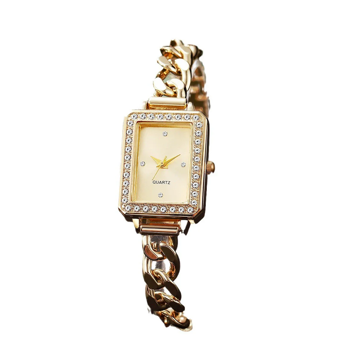 Leisure Medieval Style Alloy And Stainless Steel Square And Round Quartz Bracelet Watch For Female - Image 5