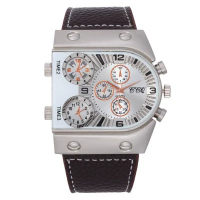 Leisure Outdoor Sport Quartz Watch With Alloy Case Stainless Steel Clasp Imitation Leather Band And Round Dial - Image 5