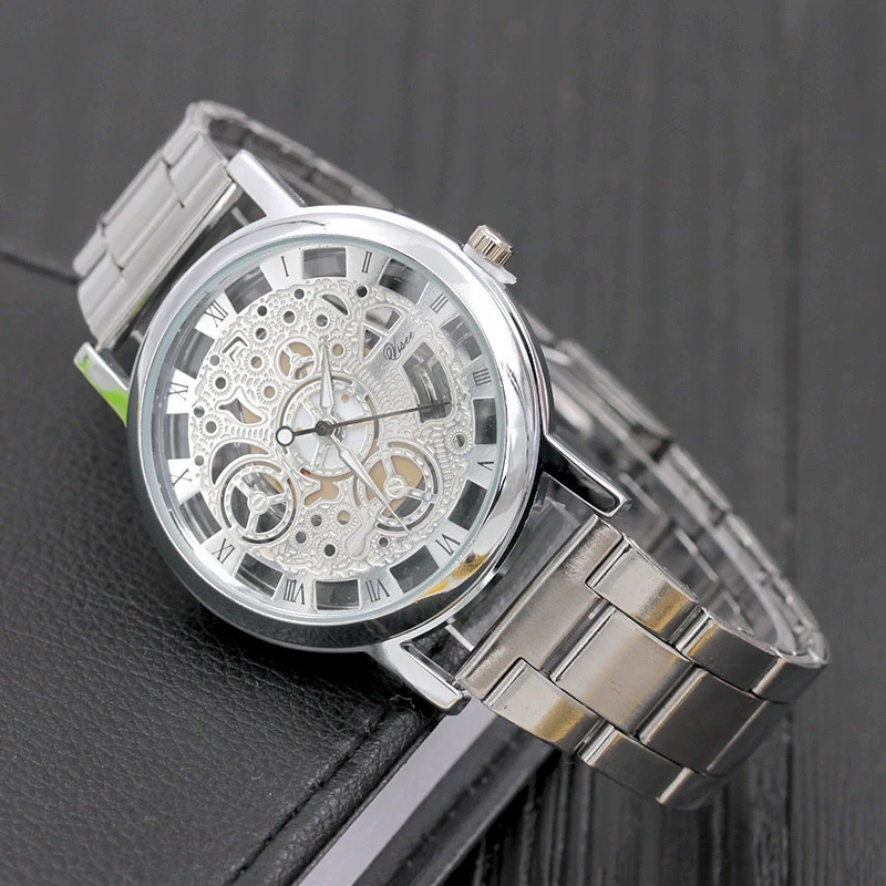 Leisure Perspective Cut Out Alloy And Stainless Steel Band Round Dial Pointer Watch With Horseshoe Buckle - Image 7