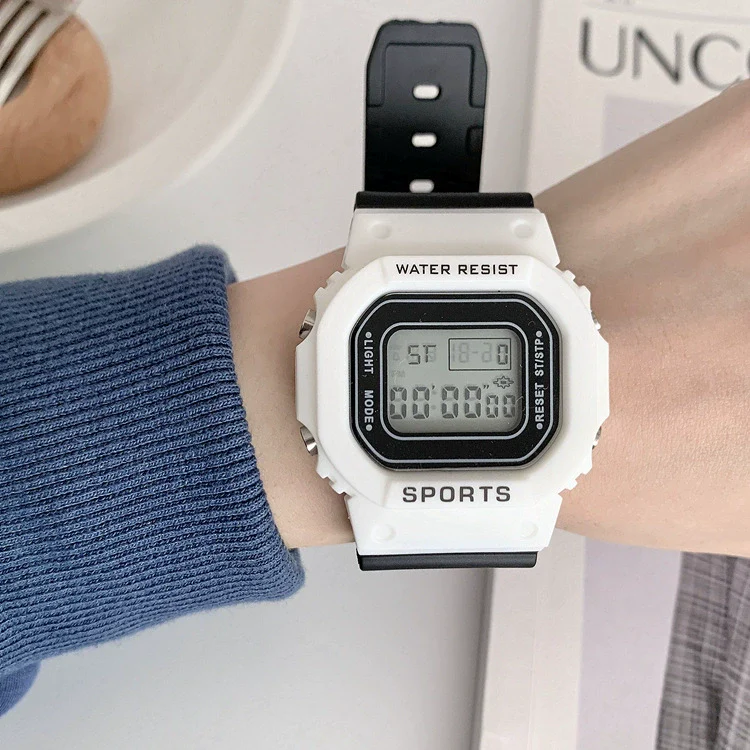Leisure Plastic And Silicone Square Couple Electronic Watch Multifunctional Luminous Digital - Image 7