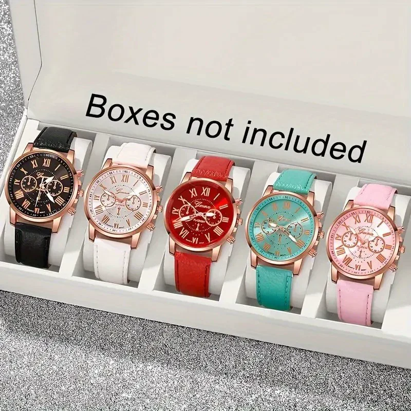 Leisure Plastic And Stainless Steel Imitation Leather Belt Wrist Watch Round Dial Dopamine Color For Female - Image 9