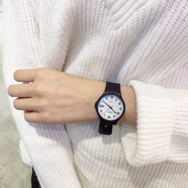 Leisure Quartz Watch For Female Middle School Students Alloy Case Silicone Strap Stainless Steel Clasp Round Dial Ordinary Glass Mirror - Image 11