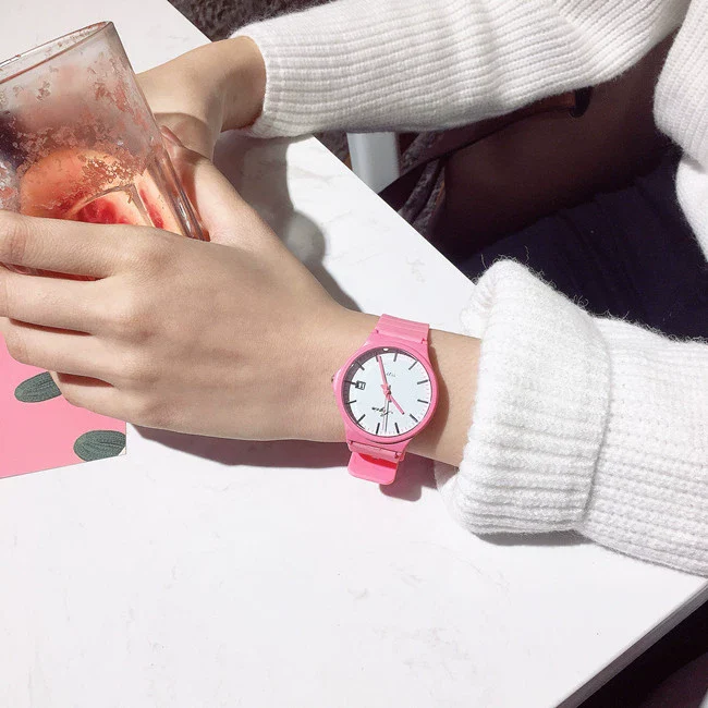 Leisure Quartz Watch For Female Middle School Students Alloy Case Silicone Strap Stainless Steel Clasp Round Dial Ordinary Glass Mirror - Image 16