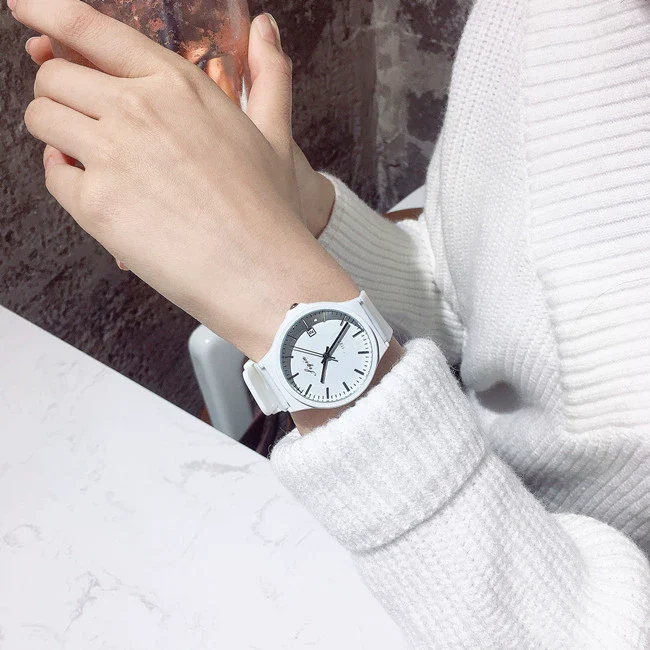 Leisure Quartz Watch For Female Middle School Students Alloy Case Silicone Strap Stainless Steel Clasp Round Dial Ordinary Glass Mirror - Image 18