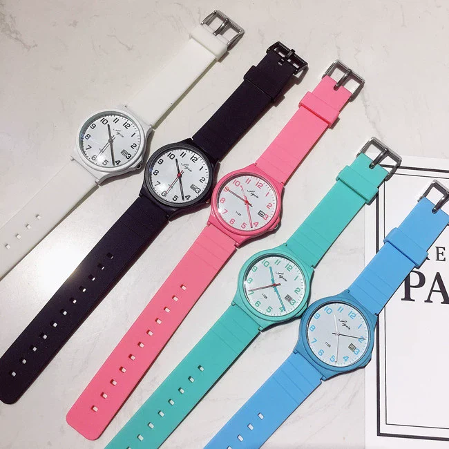 Leisure Quartz Watch For Female Middle School Students Alloy Case Silicone Strap Stainless Steel Clasp Round Dial Ordinary Glass Mirror - Image 4