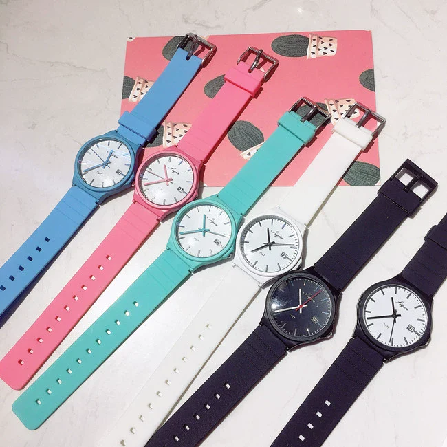 Leisure Quartz Watch For Female Middle School Students Alloy Case Silicone Strap Stainless Steel Clasp Round Dial Ordinary Glass Mirror - Image 5