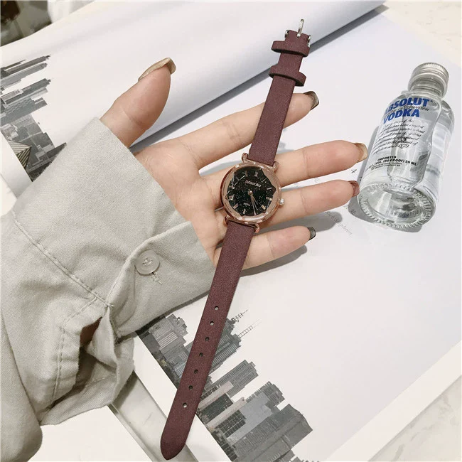 Leisure Retro Allmatch Couple Watch Alloy Case Imitation Leather Strap Stainless Steel Clasp Round Dial Ordinary Glass Mirror - Image 10