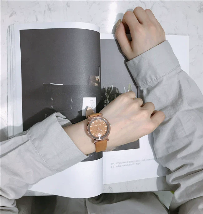 Leisure Retro Allmatch Couple Watch Alloy Case Imitation Leather Strap Stainless Steel Clasp Round Dial Ordinary Glass Mirror - Image 12